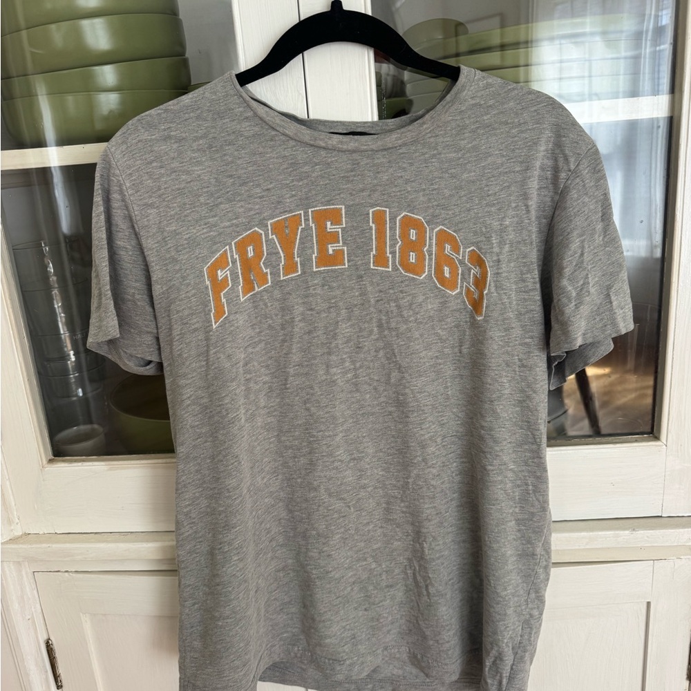 Frye Gray Short Sleeve Tee with Gold Logo